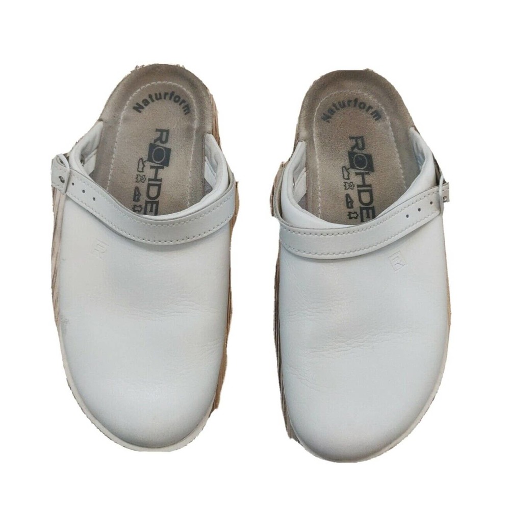 Rohde Naturform Women Clogs Slip-on White Shoes Size 5.5 (36) White Strap